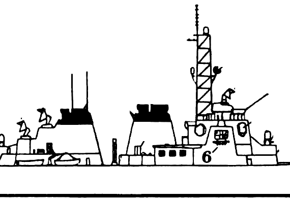 Эсминец USS DDG-51 Arleigh Burke [Destroyer] - чертежи, габариты, рисунки